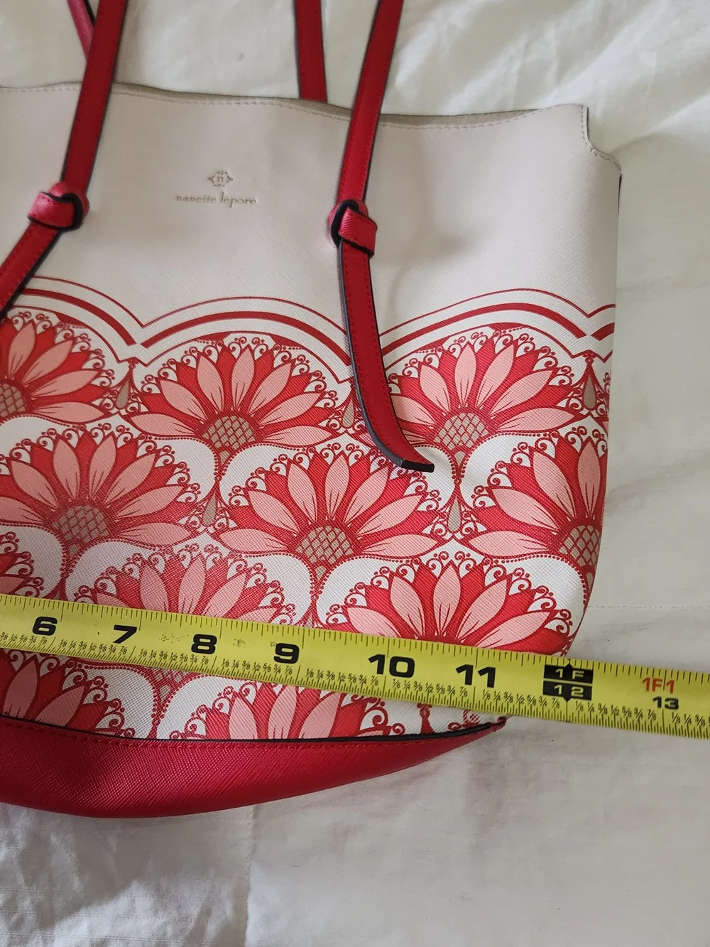 Nanette Lepore White and Red Floral Tote